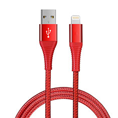 Cargador Cable USB Carga y Datos D14 para Apple iPhone 5S Rojo