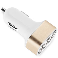 Cargador de Mechero 3.0A Adaptador Coche 3 Puerto USB Carga Rapida Universal U07 para Samsung Galaxy S20 FE 2022 5G Oro