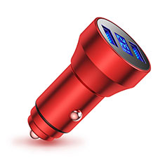 Cargador de Mechero 3.4A Adaptador Coche Doble Puerto USB Carga Rapida Universal K06 para Sony Xperia T3 Rojo