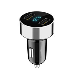 Cargador de Mechero 4.8A Adaptador Coche Doble Puerto USB Carga Rapida Universal K07 para Oppo A15 Plata