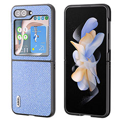 Funda Bumper Lujo Cuero y Plastico Mate Carcasa AD1 para Samsung Galaxy Z Flip5 5G Azul