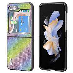 Funda Bumper Lujo Cuero y Plastico Mate Carcasa AD1 para Samsung Galaxy Z Flip5 5G Multicolor