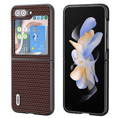 Funda Bumper Lujo Cuero y Plastico Mate Carcasa AD3 para Samsung Galaxy Z Flip5 5G Azul