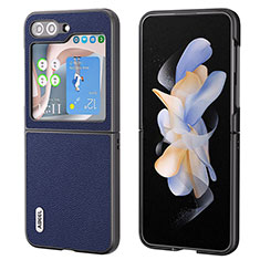Funda Bumper Lujo Cuero y Plastico Mate Carcasa AD4 para Samsung Galaxy Z Flip5 5G Azul