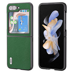 Funda Bumper Lujo Cuero y Plastico Mate Carcasa AD4 para Samsung Galaxy Z Flip5 5G Verde