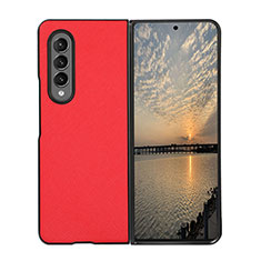 Funda Bumper Lujo Cuero y Plastico Mate Carcasa B03 para Samsung Galaxy Z Fold3 5G Rojo