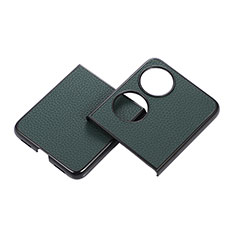 Funda Bumper Lujo Cuero y Plastico Mate Carcasa B04H para Huawei P50 Pocket Verde