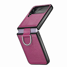 Funda Bumper Lujo Cuero y Plastico Mate Carcasa B06 para Samsung Galaxy Z Flip4 5G Morado