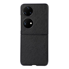 Funda Bumper Lujo Cuero y Plastico Mate Carcasa B06H para Huawei P50 Pocket Negro