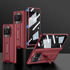 Funda Bumper Lujo Cuero y Plastico Mate Carcasa B11H para Huawei Mate X5 Rojo