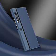 Funda Bumper Lujo Cuero y Plastico Mate Carcasa B15H para Huawei Honor V Purse 5G Azul
