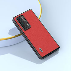 Funda Bumper Lujo Cuero y Plastico Mate Carcasa B21H para Huawei Honor Magic Vs2 5G Rojo