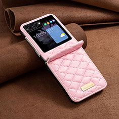 Funda Bumper Lujo Cuero y Plastico Mate Carcasa BF6 para Samsung Galaxy Z Flip5 5G Oro Rosa