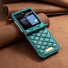 Funda Bumper Lujo Cuero y Plastico Mate Carcasa BF6 para Samsung Galaxy Z Flip5 5G Verde