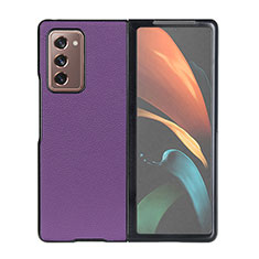 Funda Bumper Lujo Cuero y Plastico Mate Carcasa BH1 para Samsung Galaxy Z Fold2 5G Morado