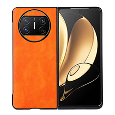 Funda Bumper Lujo Cuero y Plastico Mate Carcasa BH3 para Huawei Mate X3 Naranja