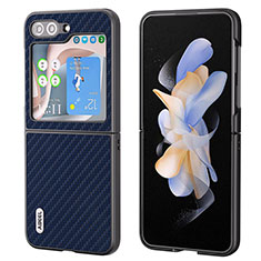 Funda Bumper Lujo Cuero y Plastico Mate Carcasa BH3 para Samsung Galaxy Z Flip5 5G Azul