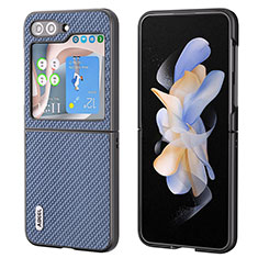 Funda Bumper Lujo Cuero y Plastico Mate Carcasa BH3 para Samsung Galaxy Z Flip5 5G Azul Cielo