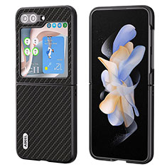 Funda Bumper Lujo Cuero y Plastico Mate Carcasa BH3 para Samsung Galaxy Z Flip5 5G Negro