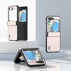 Funda Bumper Lujo Cuero y Plastico Mate Carcasa BH4 para Samsung Galaxy Z Flip5 5G Oro Rosa