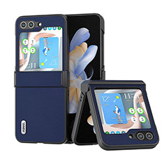 Funda Bumper Lujo Cuero y Plastico Mate Carcasa BH5 para Samsung Galaxy Z Flip5 5G Azul