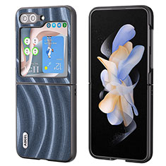 Funda Bumper Lujo Cuero y Plastico Mate Carcasa BH6 para Samsung Galaxy Z Flip5 5G Azul