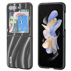 Funda Bumper Lujo Cuero y Plastico Mate Carcasa BH6 para Samsung Galaxy Z Flip5 5G Gris