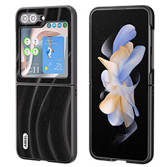 Funda Bumper Lujo Cuero y Plastico Mate Carcasa BH6 para Samsung Galaxy Z Flip5 5G Negro