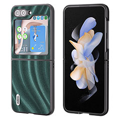 Funda Bumper Lujo Cuero y Plastico Mate Carcasa BH6 para Samsung Galaxy Z Flip5 5G Verde