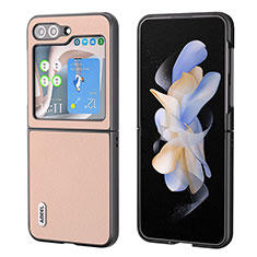 Funda Bumper Lujo Cuero y Plastico Mate Carcasa BH7 para Samsung Galaxy Z Flip5 5G Oro