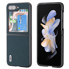 Funda Bumper Lujo Cuero y Plastico Mate Carcasa BH7 para Samsung Galaxy Z Flip5 5G Verde Noche