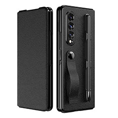 Funda Bumper Lujo Cuero y Plastico Mate Carcasa C06 para Samsung Galaxy Z Fold4 5G Negro