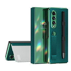 Funda Bumper Lujo Cuero y Plastico Mate Carcasa C07 para Samsung Galaxy Z Fold3 5G Verde