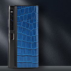 Funda Bumper Lujo Cuero y Plastico Mate Carcasa DL2 para Huawei Mate Xs 2 Azul