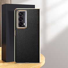 Funda Bumper Lujo Cuero y Plastico Mate Carcasa GS1 para Huawei Honor Magic Vs2 5G Negro