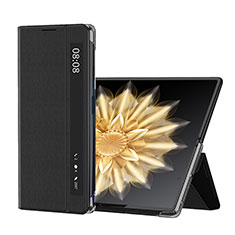 Funda Bumper Lujo Cuero y Plastico Mate Carcasa GS3 para Huawei Honor Magic V2 Ultimate 5G Negro