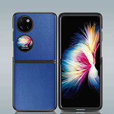 Funda Bumper Lujo Cuero y Plastico Mate Carcasa GS3 para Huawei P60 Pocket Azul