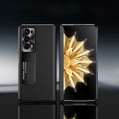 Funda Bumper Lujo Cuero y Plastico Mate Carcasa GS5 para Huawei Honor Magic V2 Ultimate 5G Negro