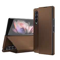 Funda Bumper Lujo Cuero y Plastico Mate Carcasa H01 para Samsung Galaxy Z Fold3 5G Marron