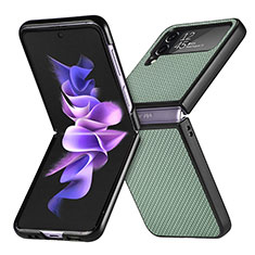 Funda Bumper Lujo Cuero y Plastico Mate Carcasa H02 para Samsung Galaxy Z Flip4 5G Verde