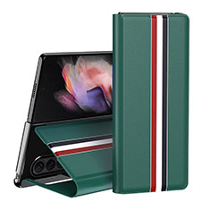 Funda Bumper Lujo Cuero y Plastico Mate Carcasa H02 para Samsung Galaxy Z Fold4 5G Verde