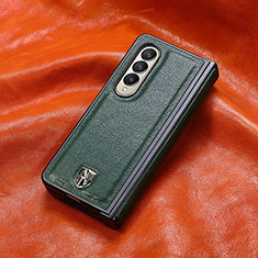 Funda Bumper Lujo Cuero y Plastico Mate Carcasa H06 para Samsung Galaxy Z Fold4 5G Verde
