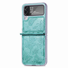 Funda Bumper Lujo Cuero y Plastico Mate Carcasa H07 para Samsung Galaxy Z Flip4 5G Verde