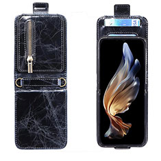 Funda Bumper Lujo Cuero y Plastico Mate Carcasa JD2 para Samsung Galaxy Z Flip3 5G Negro