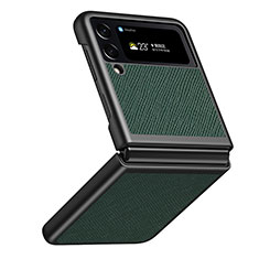 Funda Bumper Lujo Cuero y Plastico Mate Carcasa L02 para Samsung Galaxy Z Flip4 5G Verde