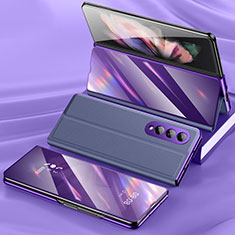 Funda Bumper Lujo Cuero y Plastico Mate Carcasa L02 para Samsung Galaxy Z Fold4 5G Morado