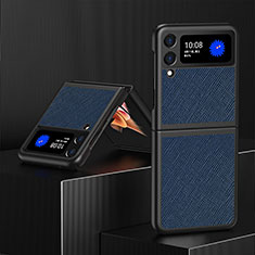 Funda Bumper Lujo Cuero y Plastico Mate Carcasa L03 para Samsung Galaxy Z Flip3 5G Azul