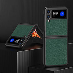 Funda Bumper Lujo Cuero y Plastico Mate Carcasa L03 para Samsung Galaxy Z Flip3 5G Verde