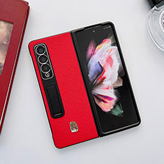 Funda Bumper Lujo Cuero y Plastico Mate Carcasa L03 para Samsung Galaxy Z Fold3 5G Rojo
