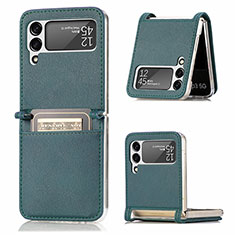 Funda Bumper Lujo Cuero y Plastico Mate Carcasa L05 para Samsung Galaxy Z Flip4 5G Verde